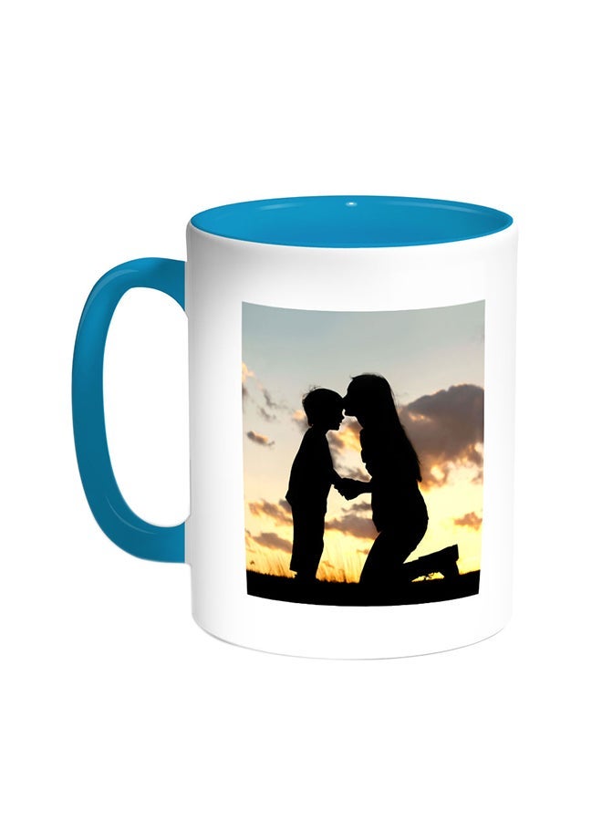 RYN Mother And Child Printed Coffee Mug Turquoise/White 11ounce