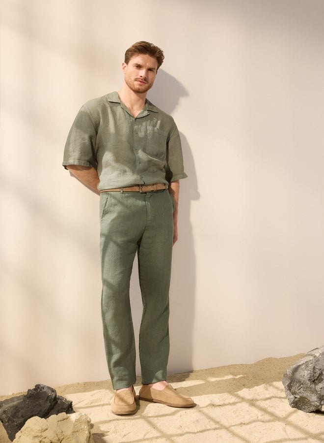 trendyol Khaki Limited Edition 100% Linen Regular Fit Trousers - Image 2