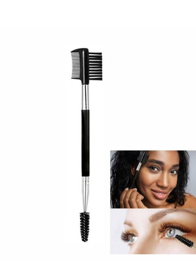Generic Eyebrow Eyelash Shaper Eyelash Comb and Eyebrow Brush Dual Comb Eyebrow Brush Double Head Eyebrow Brush Eyebrow Eyelash Makeup Grooming Tool for Women Girls Cosmetic Travel (Black)  - Image 1