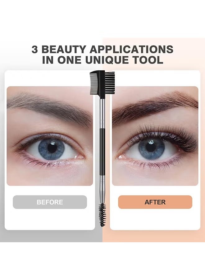 Generic Eyebrow Eyelash Shaper Eyelash Comb and Eyebrow Brush Dual Comb Eyebrow Brush Double Head Eyebrow Brush Eyebrow Eyelash Makeup Grooming Tool for Women Girls Cosmetic Travel (Black)  - Image 2