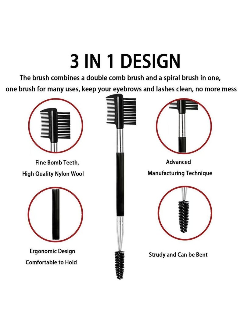 Generic Eyebrow Eyelash Shaper Eyelash Comb and Eyebrow Brush Dual Comb Eyebrow Brush Double Head Eyebrow Brush Eyebrow Eyelash Makeup Grooming Tool for Women Girls Cosmetic Travel (Black)  - Image 3