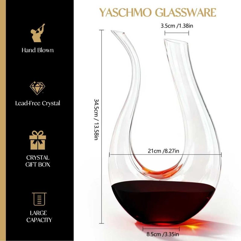 Yaschmo Wine Decanter, Swan U-Shaped Wine Carafe, Hand Blown Lead-Free Crystal Glass Wine Aerator, Large Red Wine Decanter Set, Easy Clean with Cleaning Brush , Luxury Gift for Christmas,Home,Parties - Image 2