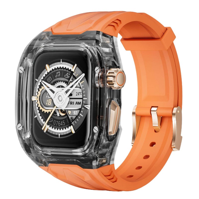 AD Orange Case With Band Set Smartwatch Band Compatible with Apple Watch with Adjustable Fit Replacement Strap for Daily Wear - Image 1