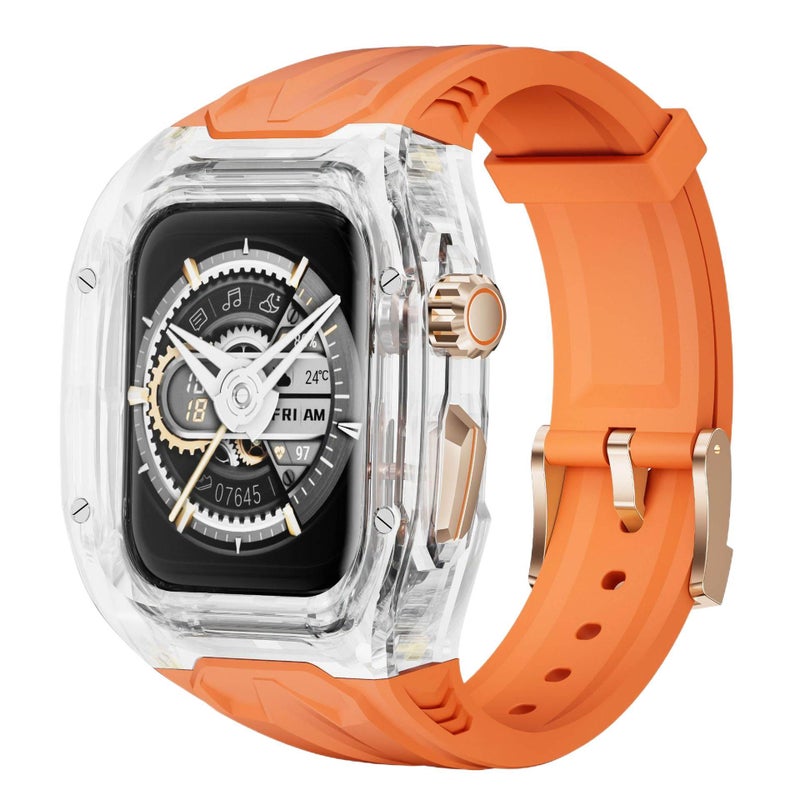 AD Orange Case With Band Set Smartwatch Band Compatible with Apple Watch with Adjustable Fit Replacement Strap for Daily Wear - Image 2