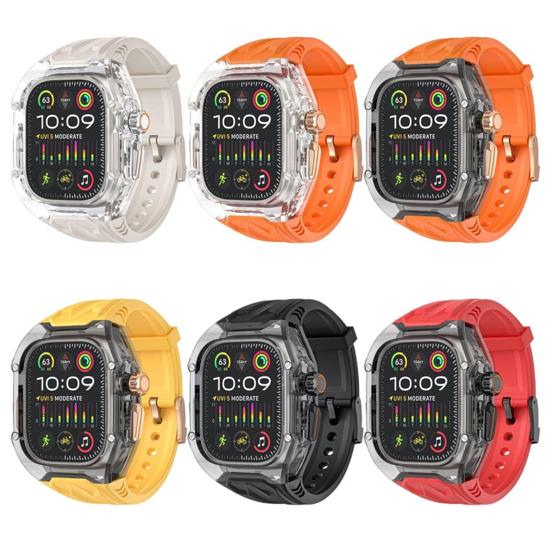 AD Orange Case With Band Set Smartwatch Band Compatible with Apple Watch with Adjustable Fit Replacement Strap for Daily Wear - Image 3