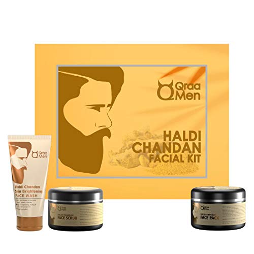 Qraa Men Haldi Chandan Kit For Skin Brightening & Lightening For Oil, Acne And Pimple Control (100gm X 3) Pack of 3 - Image 1
