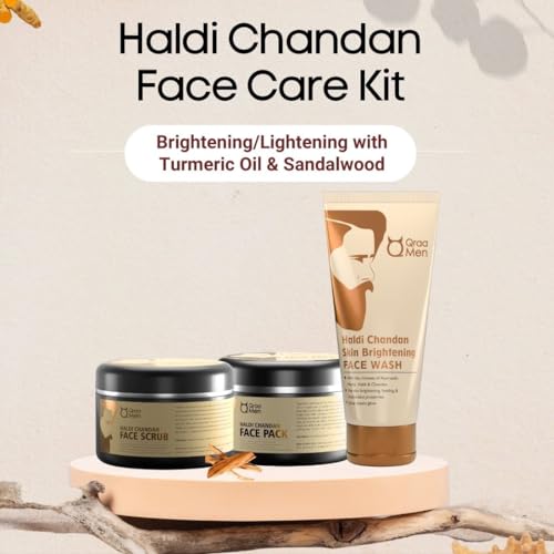 Qraa Men Haldi Chandan Kit For Skin Brightening & Lightening For Oil, Acne And Pimple Control (100gm X 3) Pack of 3 - Image 2