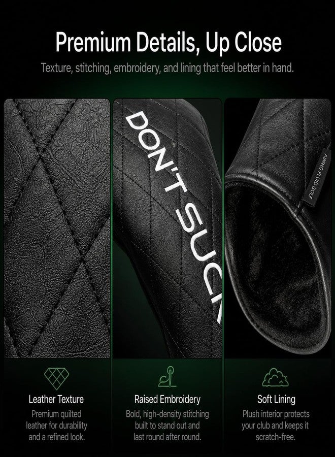 Aiming Fluid Golf “Don’t Suck” Driver Headcover – Premium Quilted Leather Golf Driver Head Cover, Funny Golf Club Headcover for Driver, Luxury Golf Bag Accessory, Unique Golf Gift for Men - Image 4