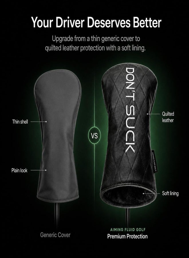 Aiming Fluid Golf “Don’t Suck” Driver Headcover – Premium Quilted Leather Golf Driver Head Cover, Funny Golf Club Headcover for Driver, Luxury Golf Bag Accessory, Unique Golf Gift for Men - Image 5