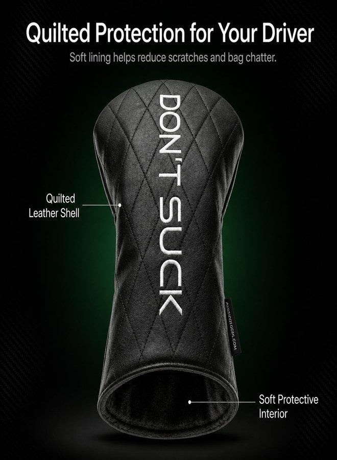 Aiming Fluid Golf “Don’t Suck” Driver Headcover – Premium Quilted Leather Golf Driver Head Cover, Funny Golf Club Headcover for Driver, Luxury Golf Bag Accessory, Unique Golf Gift for Men - Image 2