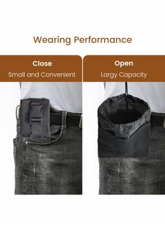 Excefore Canvas Bag, Black Collapsible Foraging Pouch, Garden Vegetable Storage Pouch Canvas Fruit Picking Bag, Mushroom Foraging Belt Bag for Outdoor Camping Hiking Hunting Travel Beachcombing  - Image 5