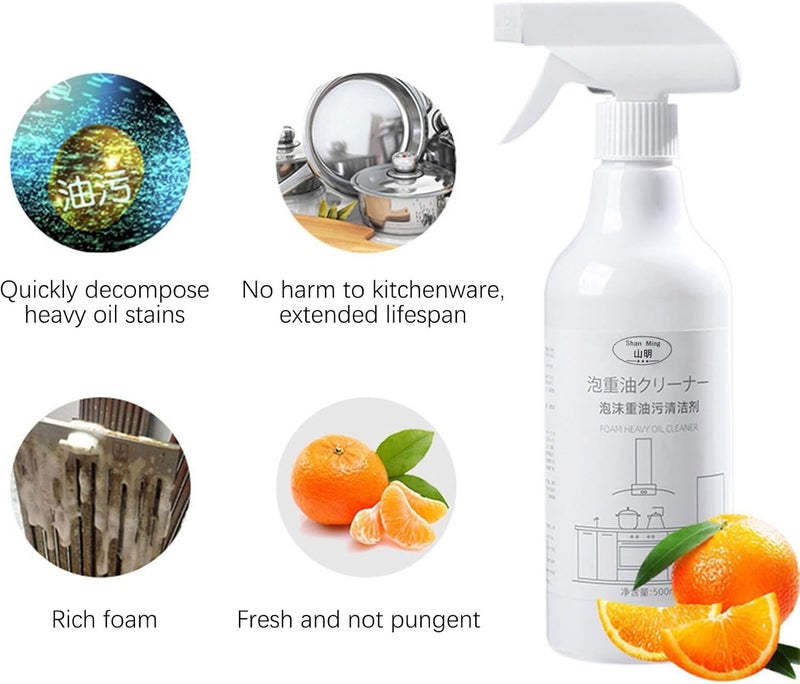 كلاراكو بخاخ رغوة سبلاش، 500 مل بخاخ رغوة سبلاش منظف متعدد الأغراض، أقراص بخاخ رغوة سبلاش وزجاجة بخاخ منظف الفرن، بخاخ منظف متعدد الأغراض، قوي وفعال في مكافحة بقع المطبخ (قطعة واحدة) - Image 4
