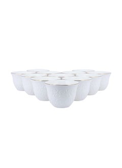 Alsaif Gallery A Set of White Porcelain Arabic Coffee Cups with Decoration 12 pieces  - Image 2