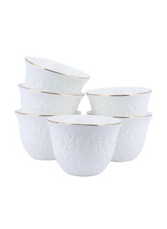Alsaif Gallery A Set of White Porcelain Arabic Coffee Cups with Decoration 12 pieces  - Image 1