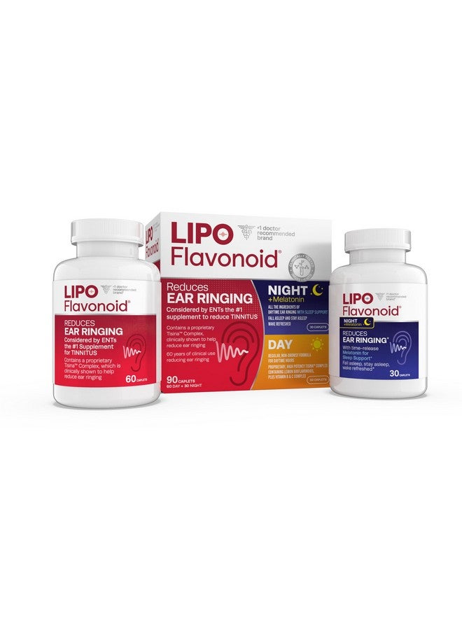 Lipo-Flavonoid Lipo Flavonoid Day & Night Combo Kit, Tinnitus Relief for Ringing Ears, Lipo Flavonoid Plus & Lipo Flavonoid Night with Melatonin & Vitamin C, 90 Caplets  - Image 1
