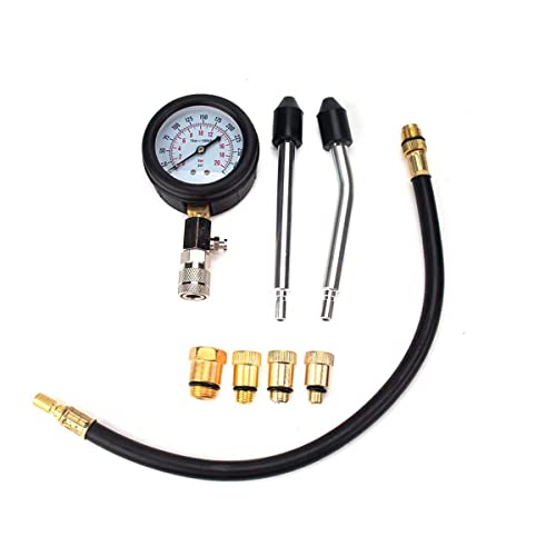 ZJERYL GULL 8PCS Compression Tester, Engine Compression Tester kit Professional Petrol Gas Engine Cylinder Pressure Gauge 0-300 PSI Automotive Tool for Motorcycle Car Truck(Plastic red) - Image 3