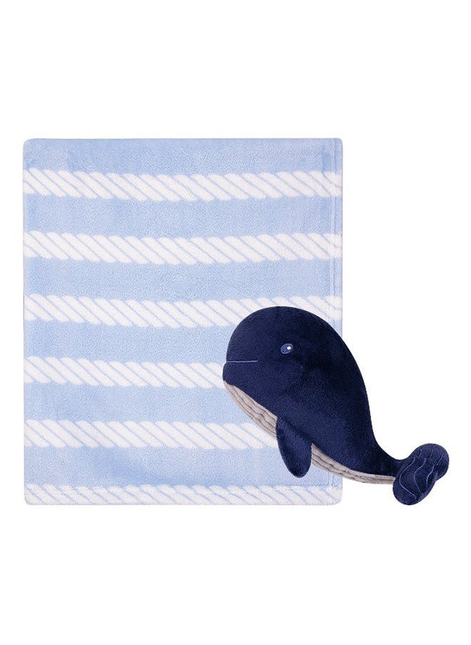 hudson baby Plush Blanket And Toy Blue Whale  - Image 1