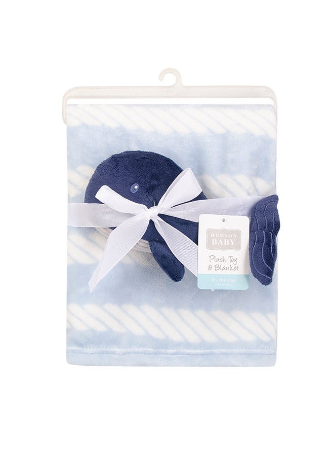 hudson baby Plush Blanket And Toy Blue Whale  - Image 2