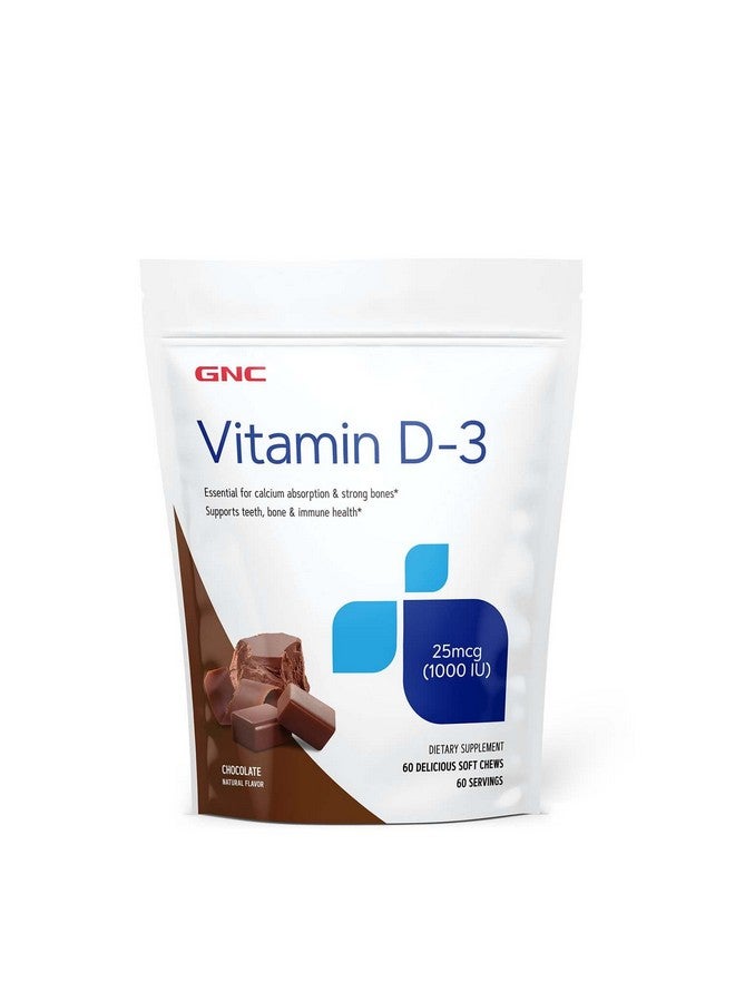 GNC GNC Vitamin D-3 Soft Chews 1000IU - Chocolate | Provides 125% of The Daily Value of Vitamin D | 60 Soft Chews  - Image 1