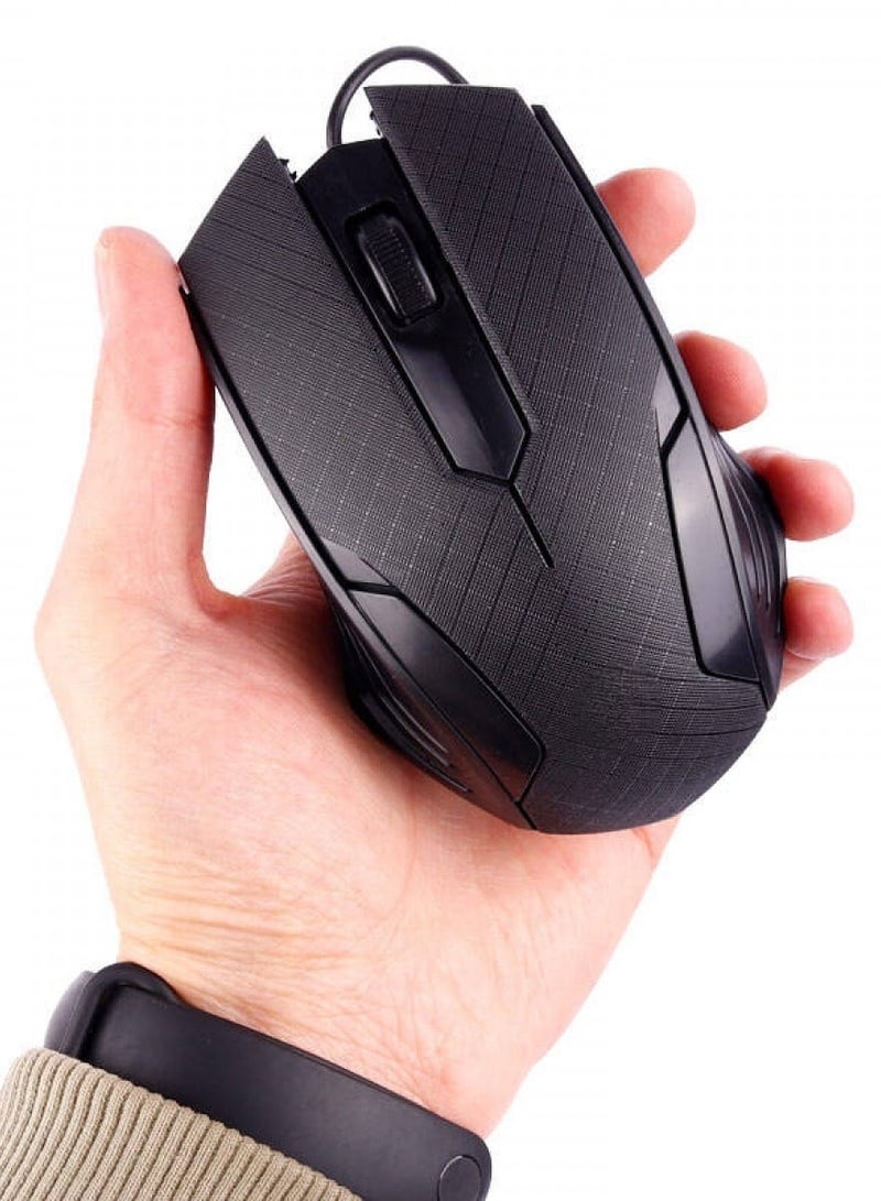 Black Wired USB Mouse Compatible with Windows PC, Notebook, Laptop, Mac With Optical Tracking and Ambidextrous Design - Image 3