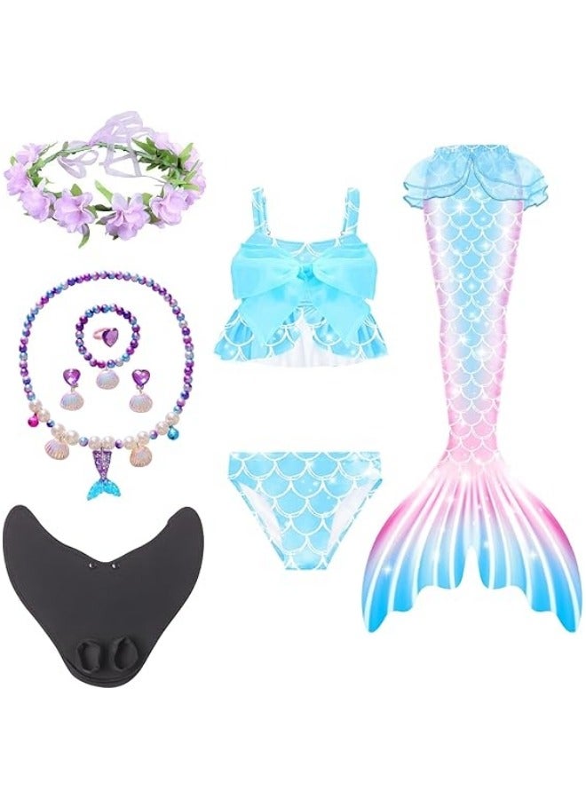 جيجيرو مجموعات ذيل حورية البحر مع مشبك شعر على شكل قلادة على شكل إكليل الرأس، زي حورية البحر - Image 1