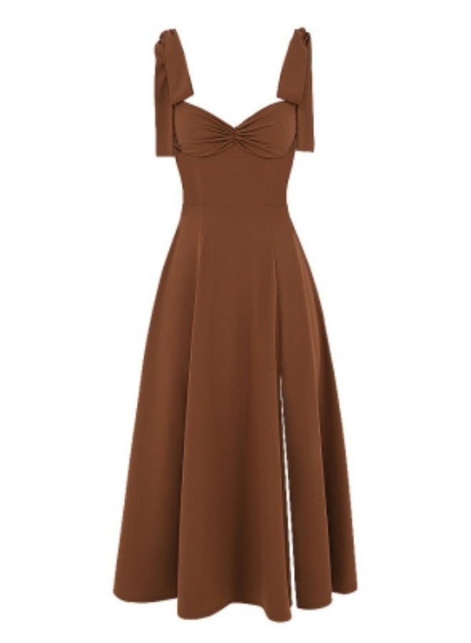 Women's Summer V-Neck Sleeveless Backless Split Midi Dress  - Image 1