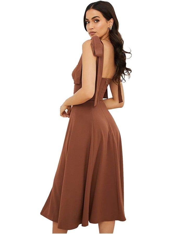 Women's Summer V-Neck Sleeveless Backless Split Midi Dress  - Image 2