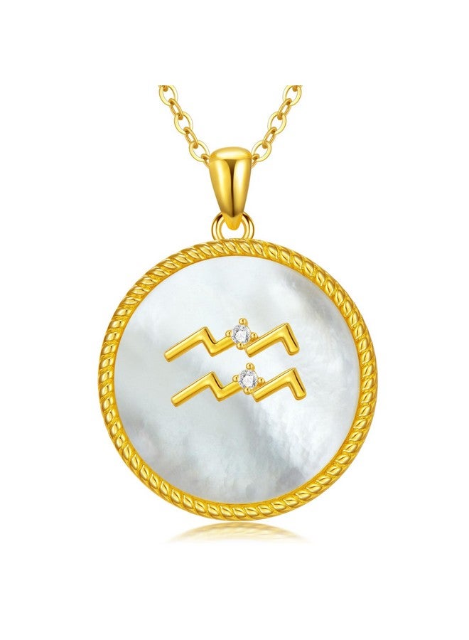 Dolphers 925 Sterling Silver Aquarius Necklace Lab Grown Diamond Aquarius Pendant Gift For Women - Image 1