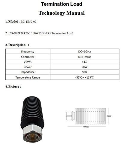 BECEN 50W 7/16 DIN Male Connector Dummy Load,Termination Load, 50 ohm, DC to3 GHz - Image 2