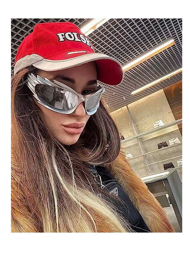 SYOSI Fashion Wrap Around Sunglasses For Women Men,Trendy Oval Y2k Sunglasses Aesthetic Cool Futuristic Sunglasses Shades - Image 5