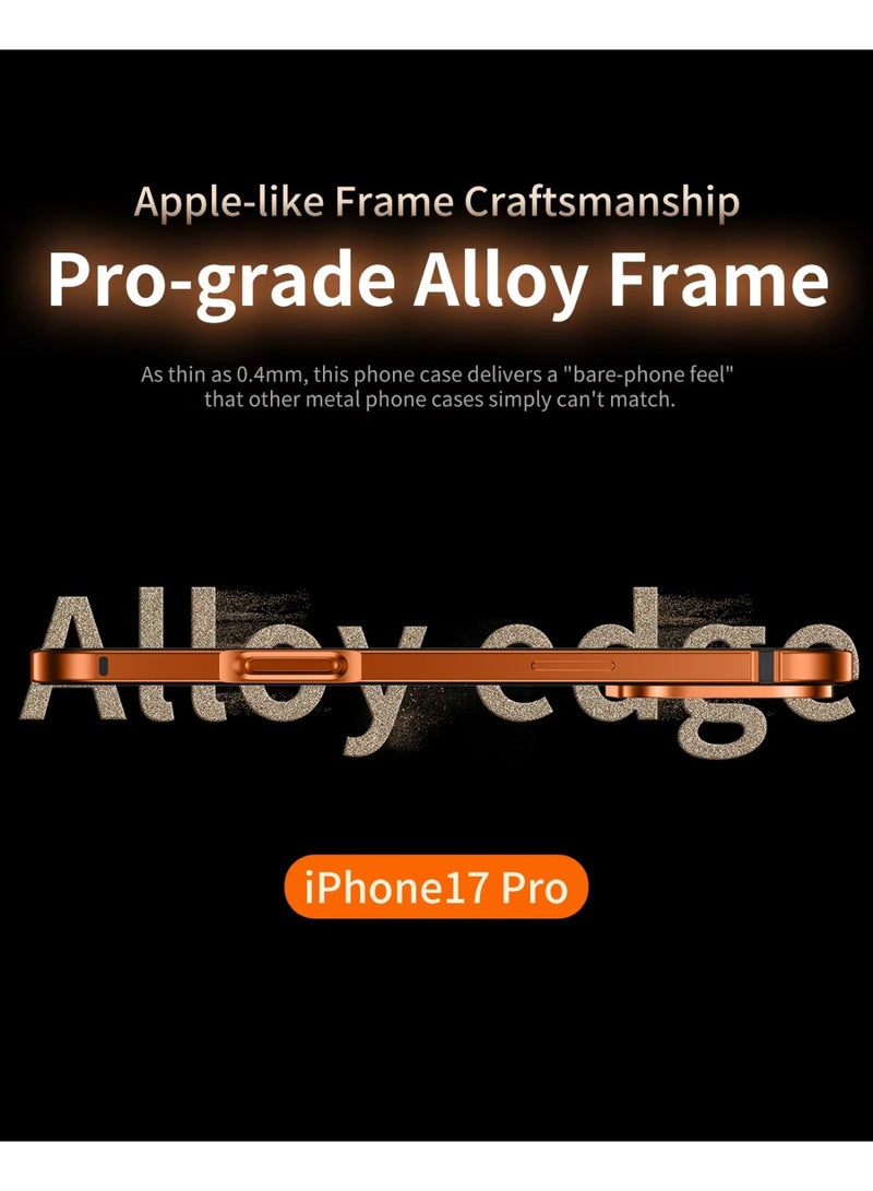 كومبي جراب لهاتف iPhone 17 Pro Max، متوافق مع MagSafe، استعادة نسيج أي جراب، متوافق مع MagSafe، جراب واقٍ معدني، غطاء هاتف معدني رفيع من السيليكون مقاوم للصدمات، برتقالي أصلي - Image 3