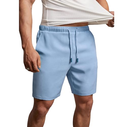 Nobero Zip Pocket Regular Fit Shorts for Men(1M-BWSH-R0036-PBL6_Powder Blue_2XL) - Image 1