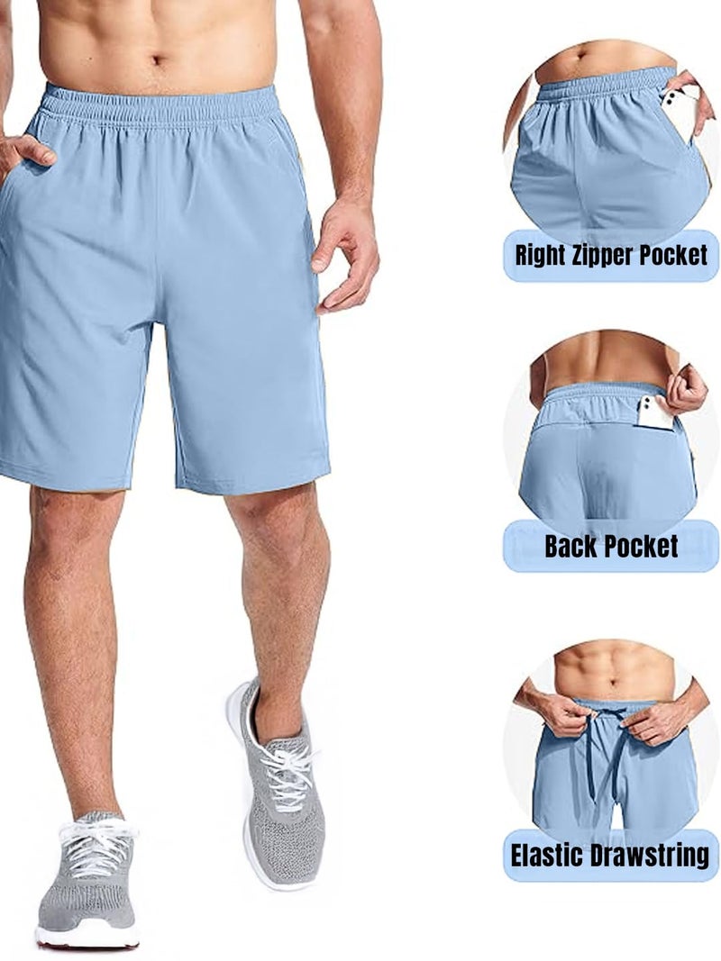 Nobero Zip Pocket Regular Fit Shorts for Men(1M-BWSH-R0036-PBL6_Powder Blue_2XL) - Image 3