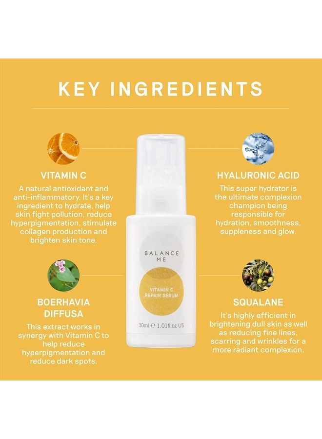 Balance Me Vitamin C Repair Serum, With Hyaluronic Acid, Reduce Age Spots & Hyperpigmentation, Anti-Ageing & Hydrating Face Serum – 100% Natural, Vegan & Cruelty Free, Made in UK, 1.01 Fl Oz - Image 5