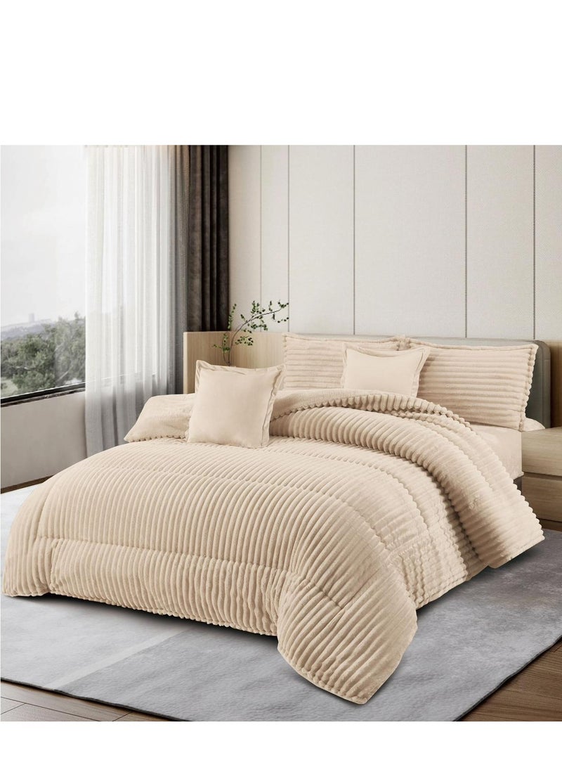 مينجلي طقم لحاف  نفرين شتوي من المخمل  الفخم والفرو ليمنحك الشعور بالدفىء والراحة مقاس 230*250سم - Image 1