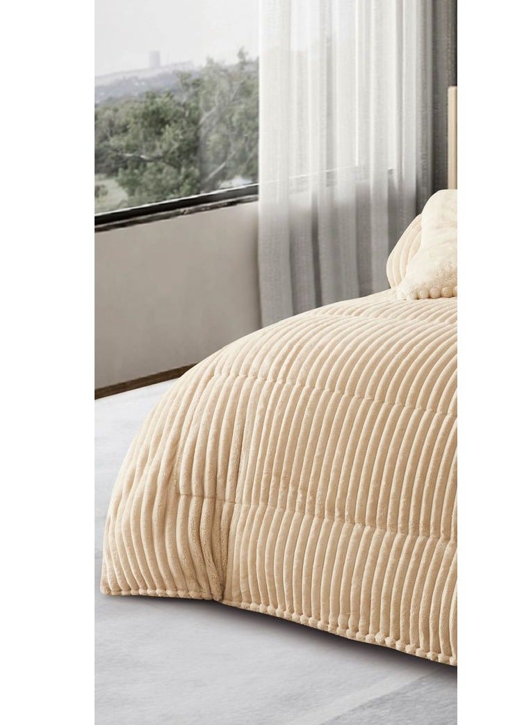 مينجلي طقم لحاف  نفرين شتوي من المخمل  الفخم والفرو ليمنحك الشعور بالدفىء والراحة مقاس 230*250سم - Image 2