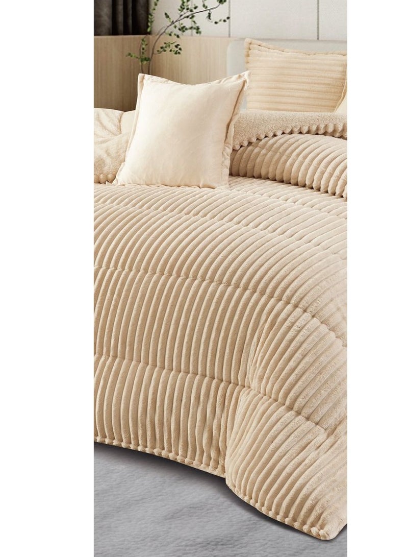 مينجلي طقم لحاف  نفرين شتوي من المخمل  الفخم والفرو ليمنحك الشعور بالدفىء والراحة مقاس 230*250سم - Image 3