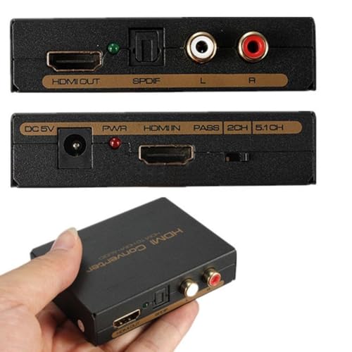 KNEUTRIX HDMI to Optical Audio Converter (SPDIF + L/R) ; Converts HD Input to HDMI Output with Additional Optical (SPDIF) and Analog L/R Audio outputs. - Image 1