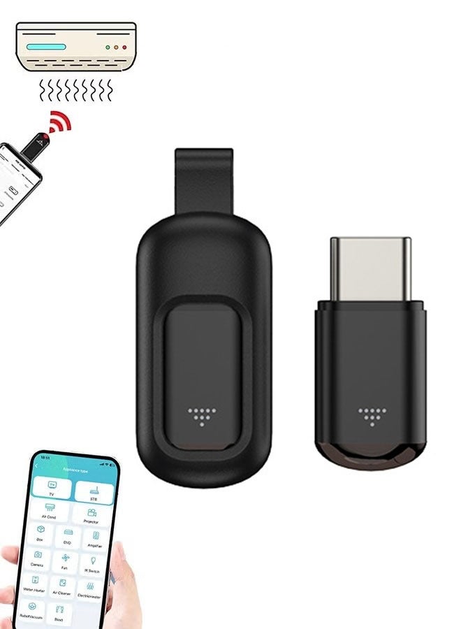 Universal Mini Smartphone IR Remote, محول وحدة التحكم للهاتف الذكي الاندرويد, التحكم العالمي بالأشعة تحت الحمراء الصغيرة كل في تلفزيون مكيف الهواء الواحد, دي في دي, STB, AC والأجهزة الذكية, نوع C, أسود - Image 1