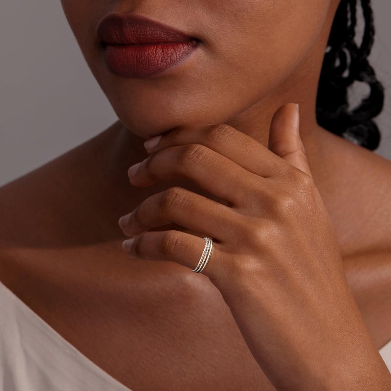 Gokeey Sterling Silver Stackable Rings for Women Non Tarnish, Dainty Thin Thumb Ring Set, Trendy Statement Promise Wedding Bands Engagement Rings for Women Minimalist Jewelry Size 4 - Image 2