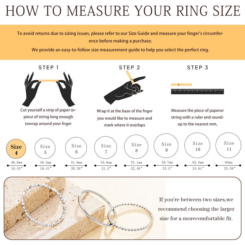 Gokeey Sterling Silver Stackable Rings for Women Non Tarnish, Dainty Thin Thumb Ring Set, Trendy Statement Promise Wedding Bands Engagement Rings for Women Minimalist Jewelry Size 4 - Image 5