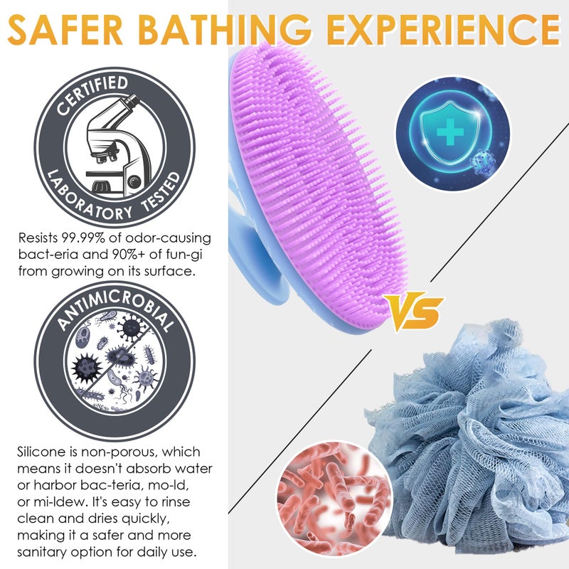 INNERNEED Magnetic Silicone Body Scrubber for Shower â€“ Soft, Hygienic Exfoliating Body Brush with Magnetic Core for Daily Cleansing, Circulation & Skin Vitality (Purple) - Image 5