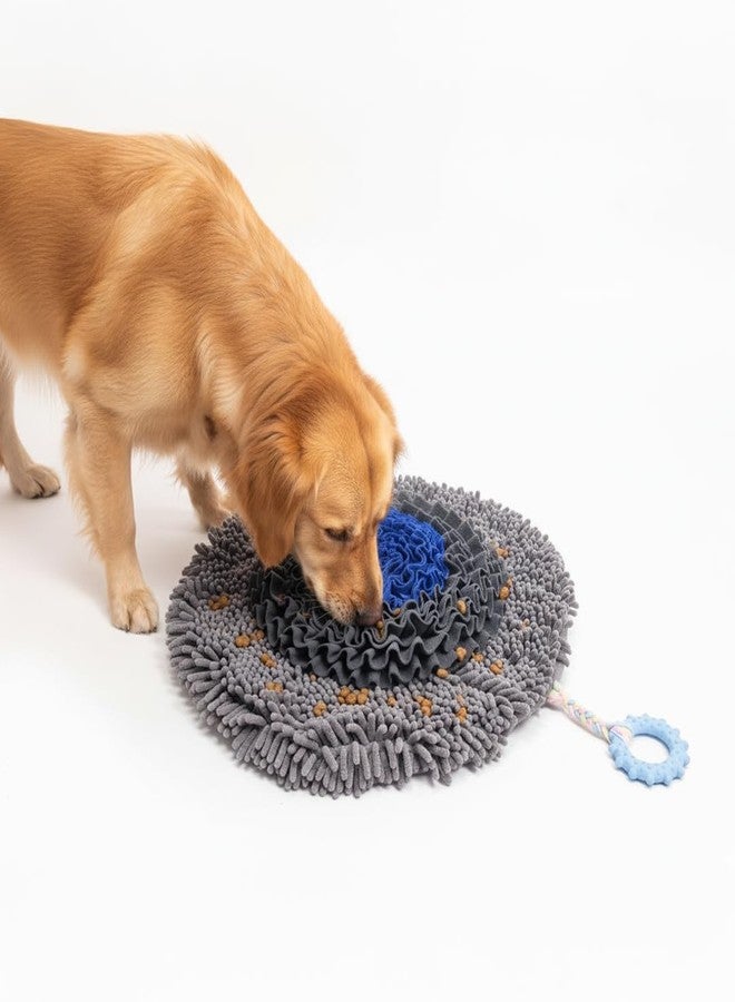 Muddy Mat سجادة Muddy Mat® الدائرية المصنوعة من الشنيل والصوف للكلاب - سجادة إثراء مزدوجة المواد للكلاب مع طبقات من الشنيل والصوف، قاعدة مقاومة للماء وغير قابلة للانزلاق، سجادة تفاعلية للتغذية البطيئة وتخفيف التوتر 19 بوصة × 19 بوصة - Image 1