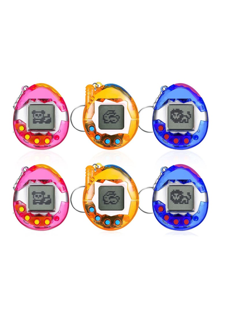 Excefore 6 Pcs Virtual Pets Keychain Nostalgic Virtual Electronic Digital Pets Keychain Game Keyring Retro Handheld Game Machine Electronic Toys with 1 Piece Screwdriver (Internal battery) - Image 1