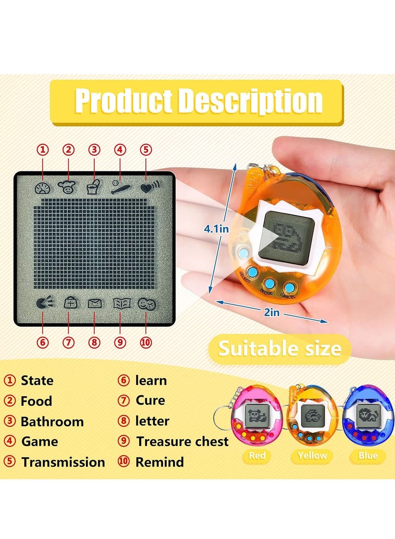 Excefore 6 Pcs Virtual Pets Keychain Nostalgic Virtual Electronic Digital Pets Keychain Game Keyring Retro Handheld Game Machine Electronic Toys with 1 Piece Screwdriver (Internal battery) - Image 2