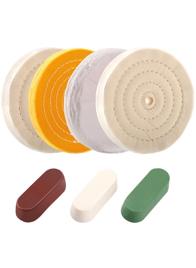 NOSKIN 7-Piece 6-Inch Polishing Wheels Kit for Bench Grinder with 3 Polishing Compounds - Image 1