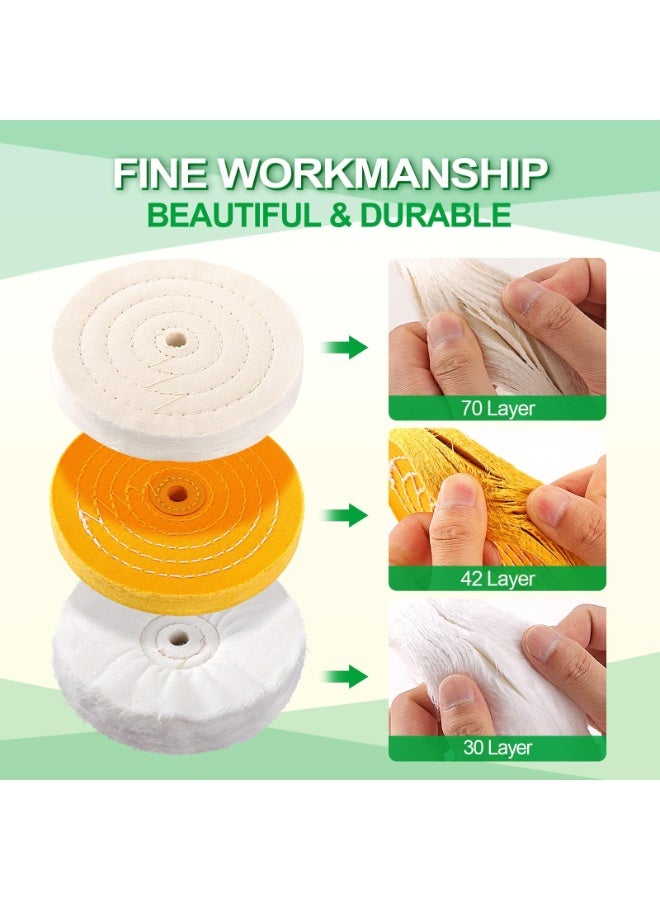 NOSKIN 7-Piece 6-Inch Polishing Wheels Kit for Bench Grinder with 3 Polishing Compounds - Image 4