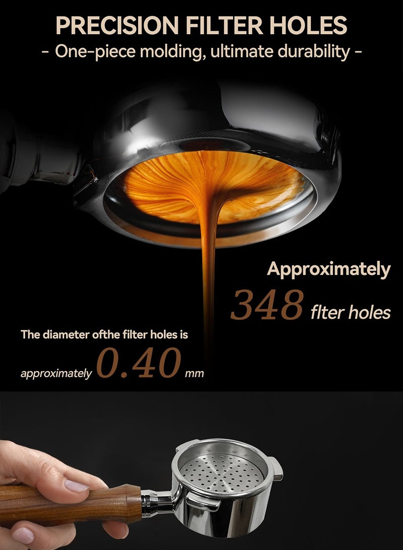 NajmStyle 58mm Bottomless Portafilter, 3 Ears Stainless Steel Coffee Portafilter with Solid Wood Handle and Puck Screen for Espresso Machine Baristas Coffee Lovers - Image 4