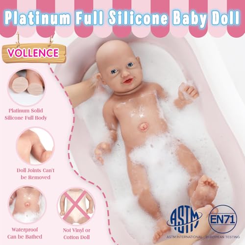 Vollence 12 inch Silicone Baby Dolls Lifelike Realistic Silicone Babies Reborn Real Newborn Baby Dolls with Feeding Accessories - Girl - Image 3