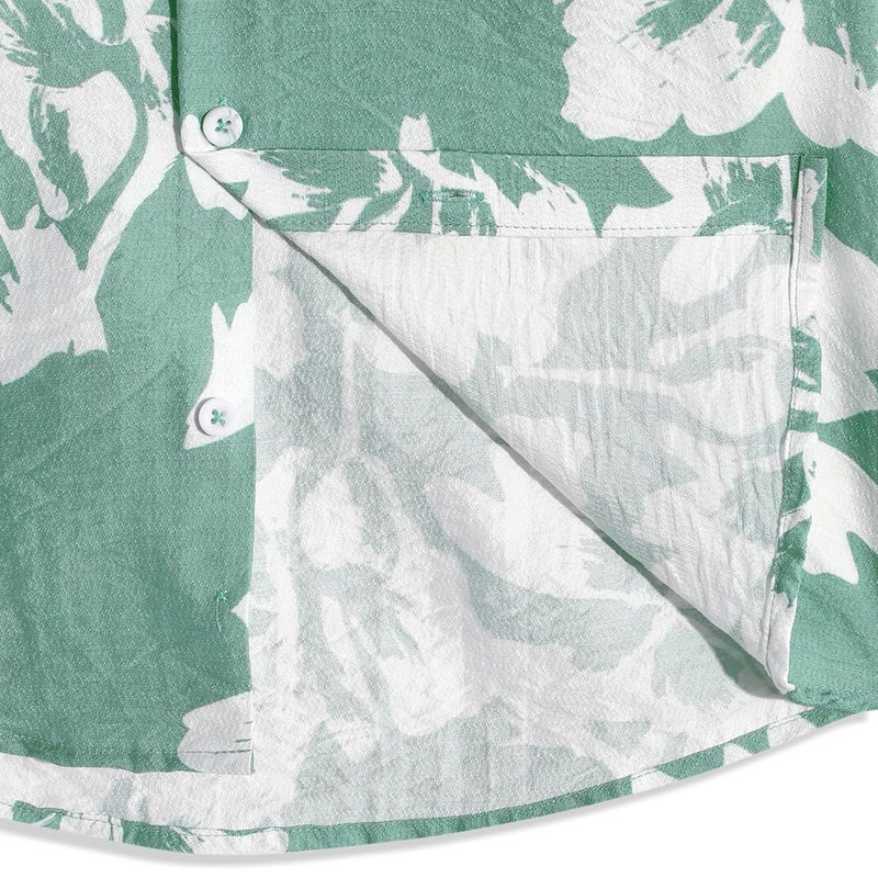 CAVIO Boys Cotton Full Sleeves Floral Pattern Casual Shirt - Green - Image 3